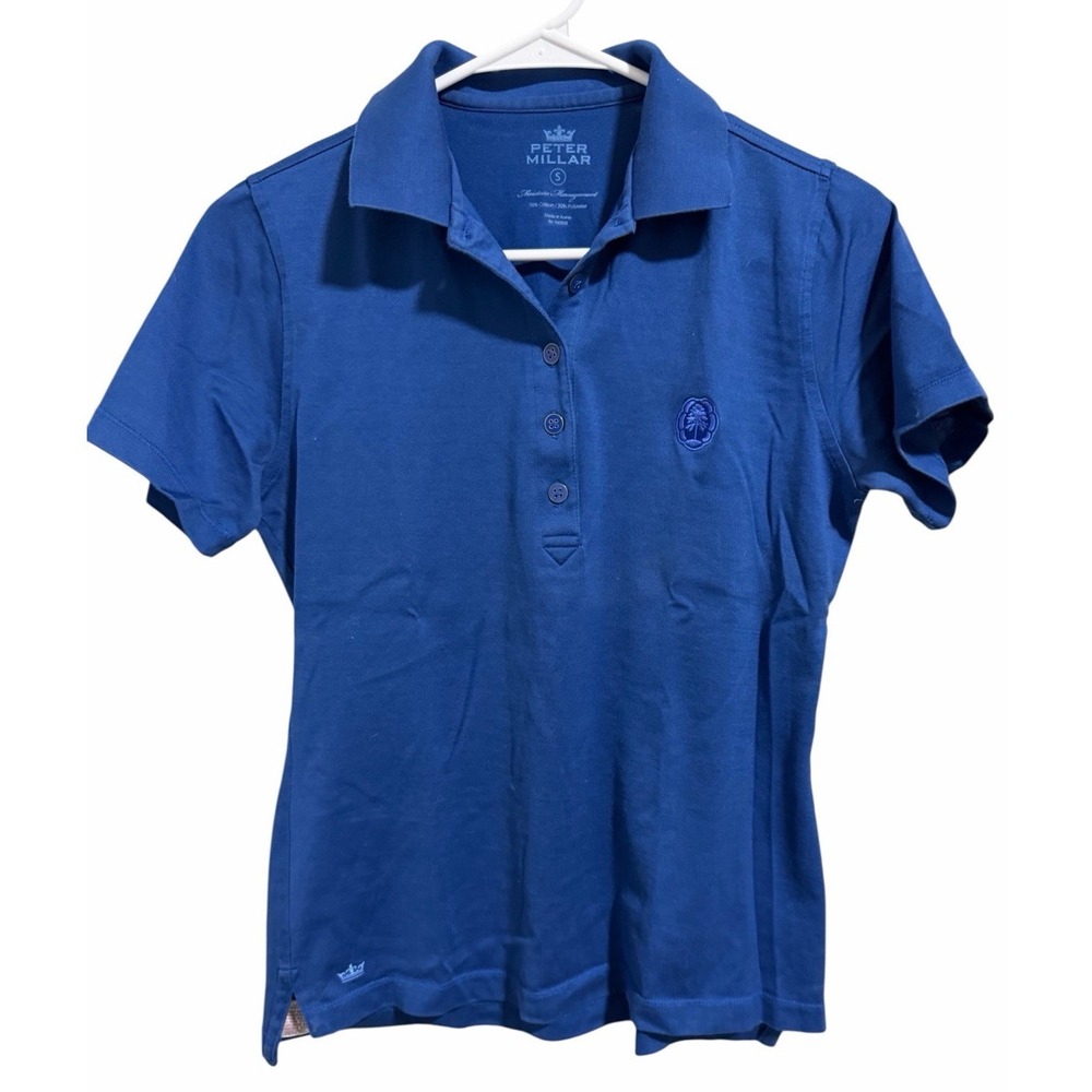 Peter Millar Short Sleeve Button Polo Blue Women's Size Small